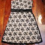 Cute Cream And Black Lace Strapless Dress With..