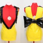 Super Mini Yellow Deep V Stretch Pvc Dress With..