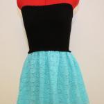 Strapless Stretch Black And Lace Aqua Mini Dress