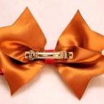 Red Orange Gold Hair Bow Barrette Accessory