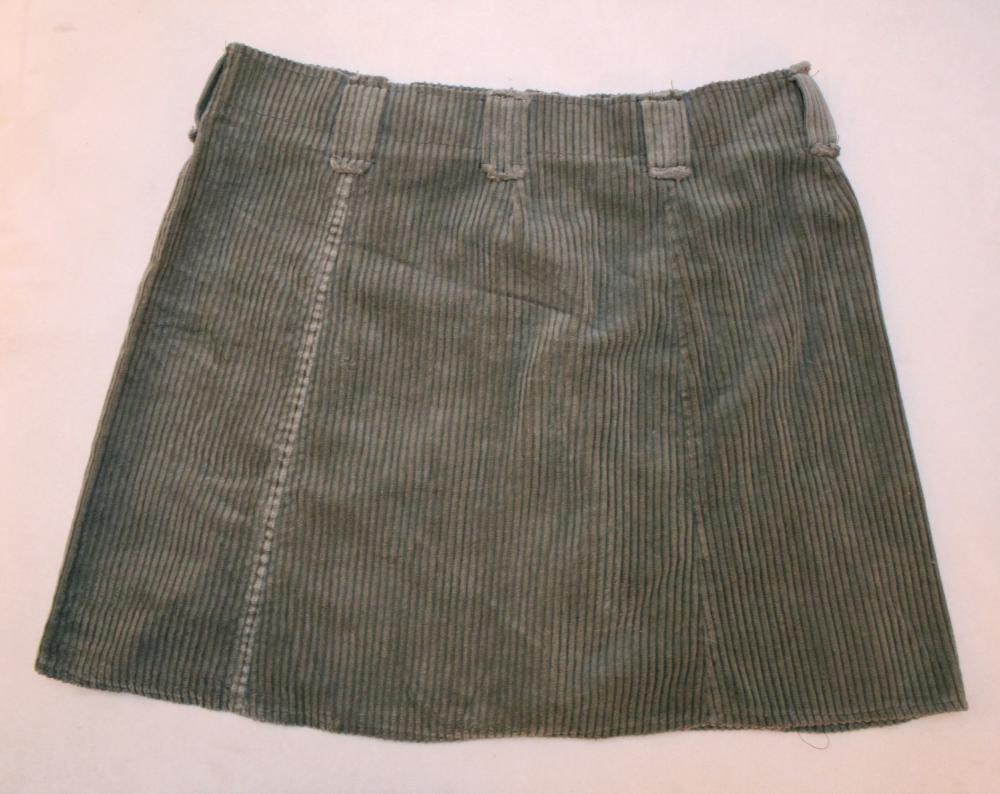Reconstructed: Olive Green Corduroy A-line Skirt